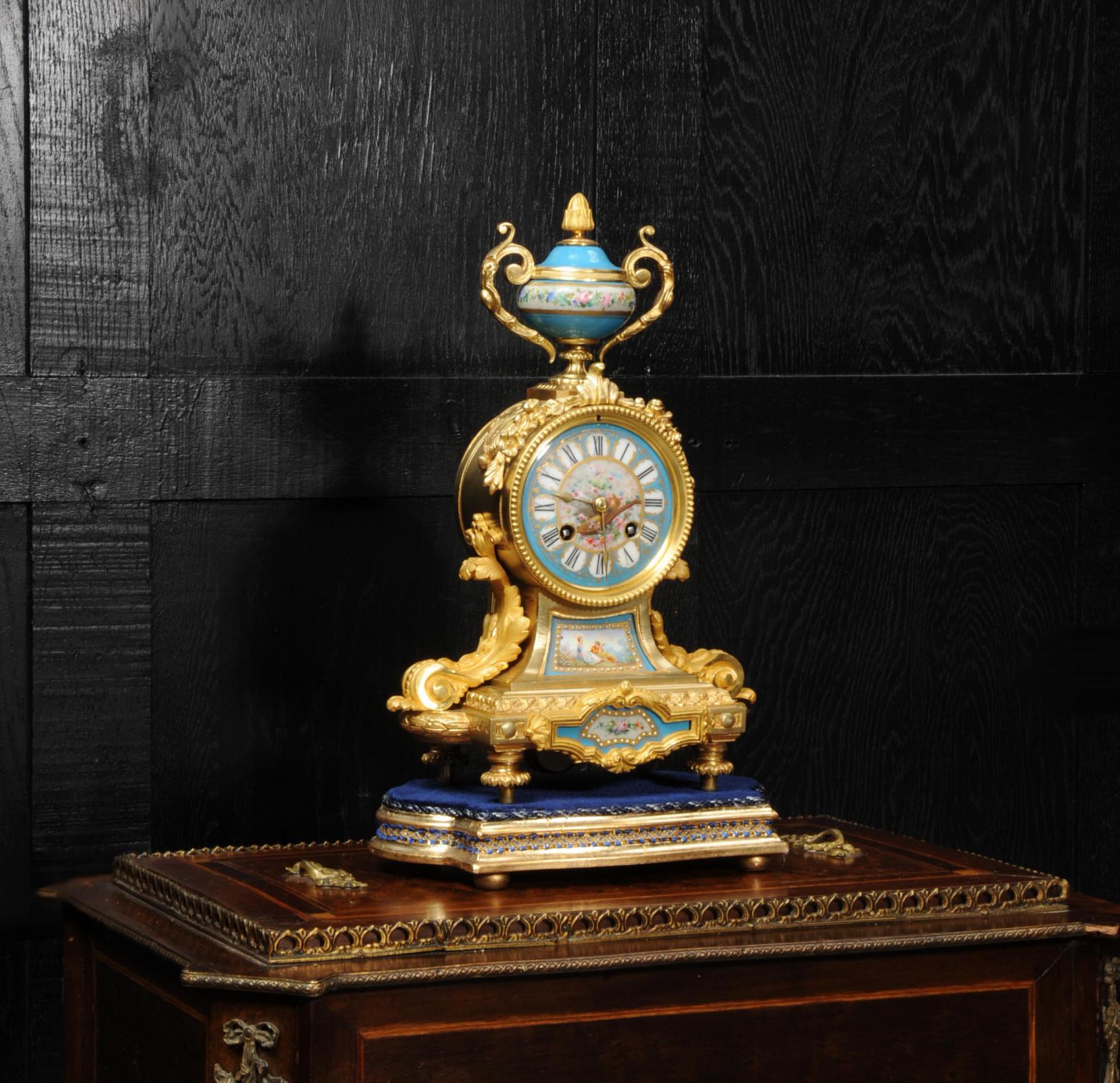 Japy Freres Antique French Ormolu and Sèvres Porcelain Clock 2