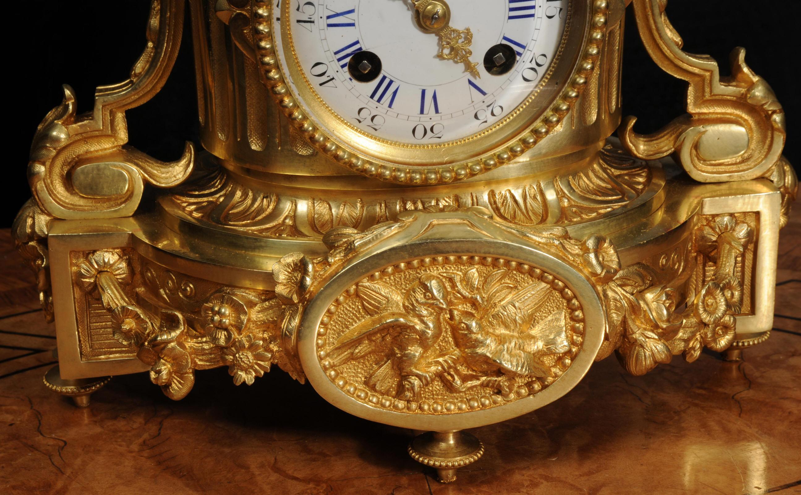 Japy Freres Antique French Ormolu Boudoir Clock 4