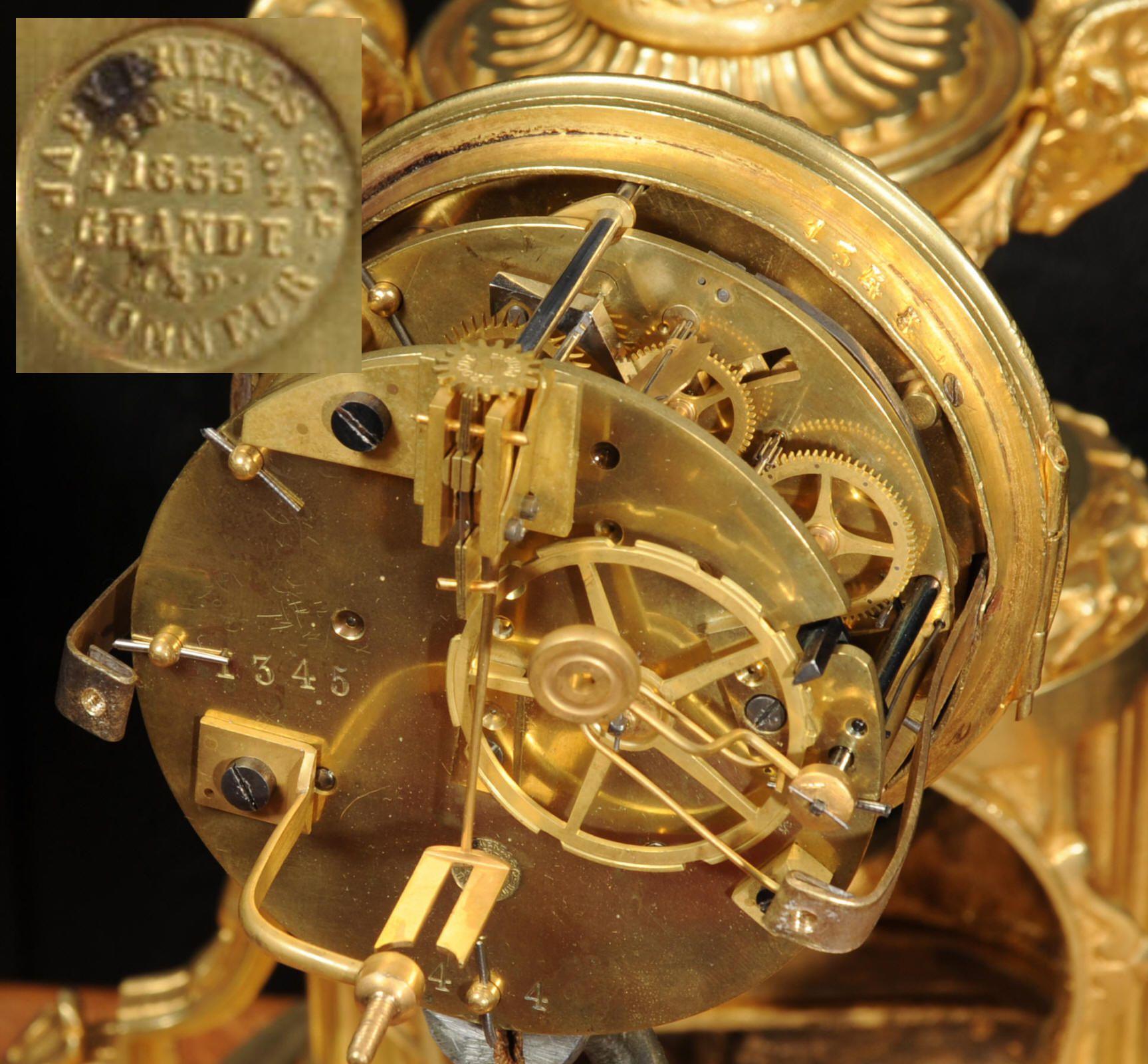 Japy Freres Antique French Ormolu Boudoir Clock 7