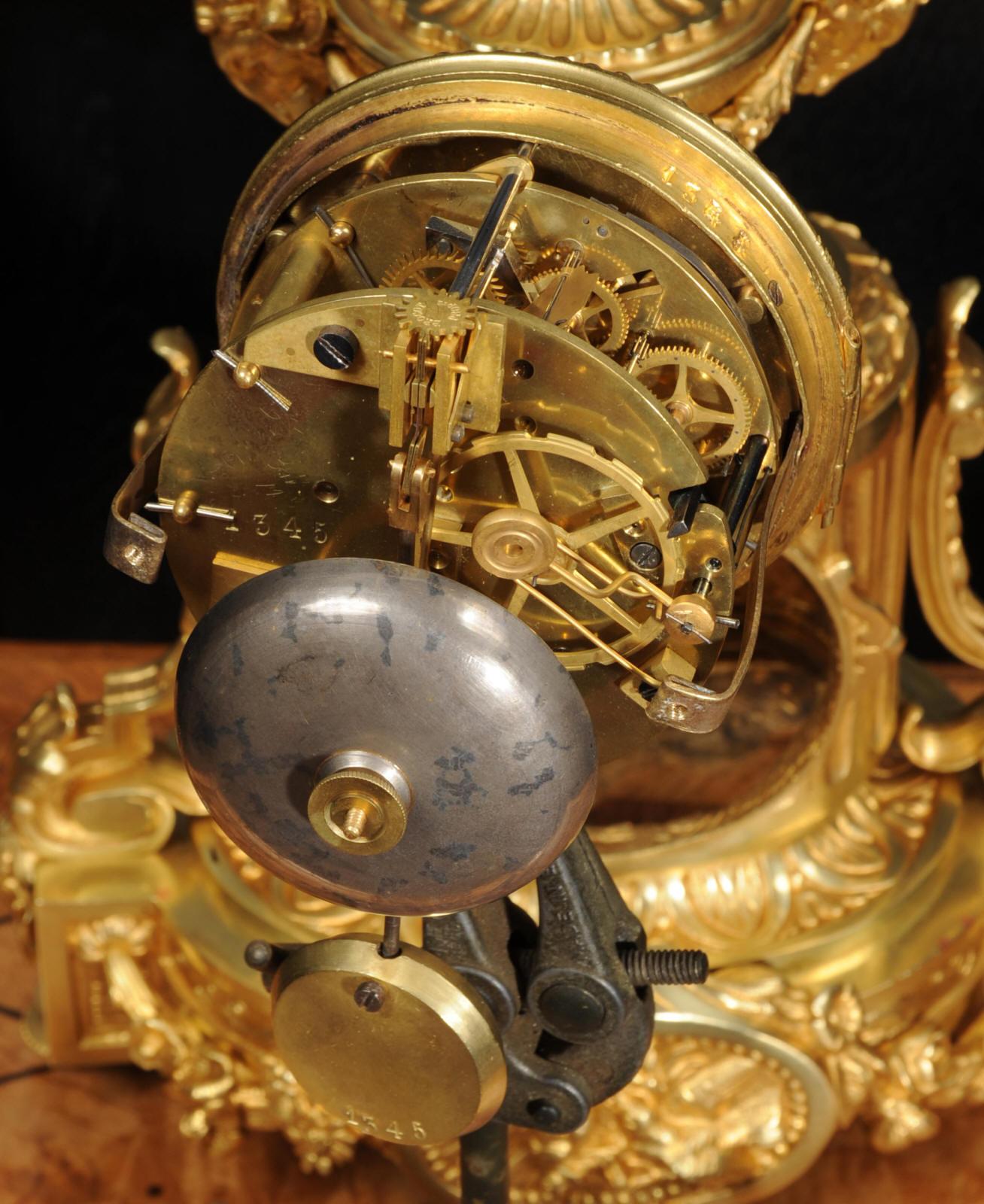 Japy Freres Antique French Ormolu Boudoir Clock 8