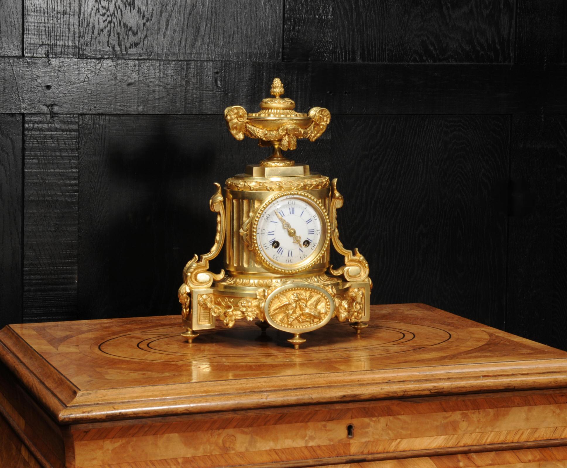 Gilt Japy Freres Antique French Ormolu Boudoir Clock