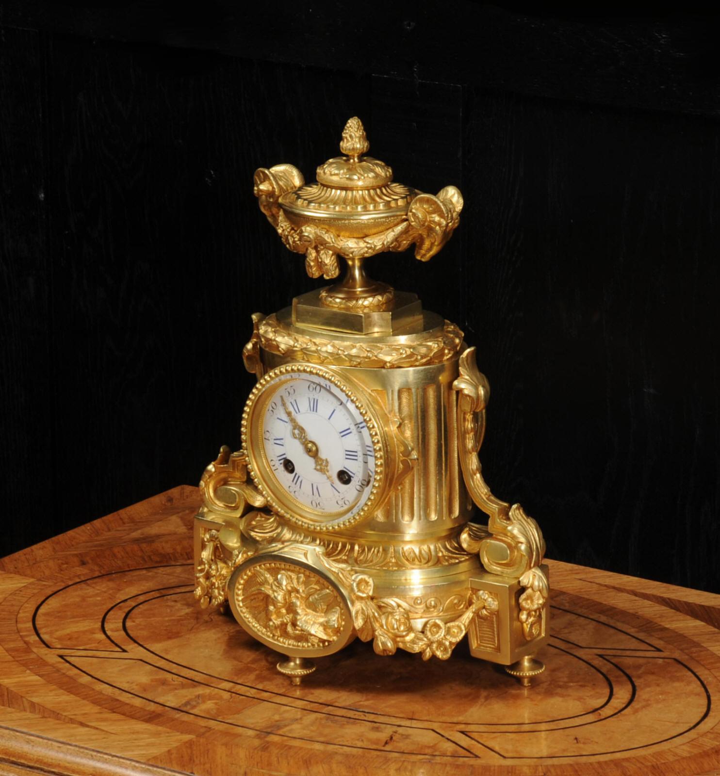 Japy Freres Antique French Ormolu Boudoir Clock In Good Condition In Belper, Derbyshire
