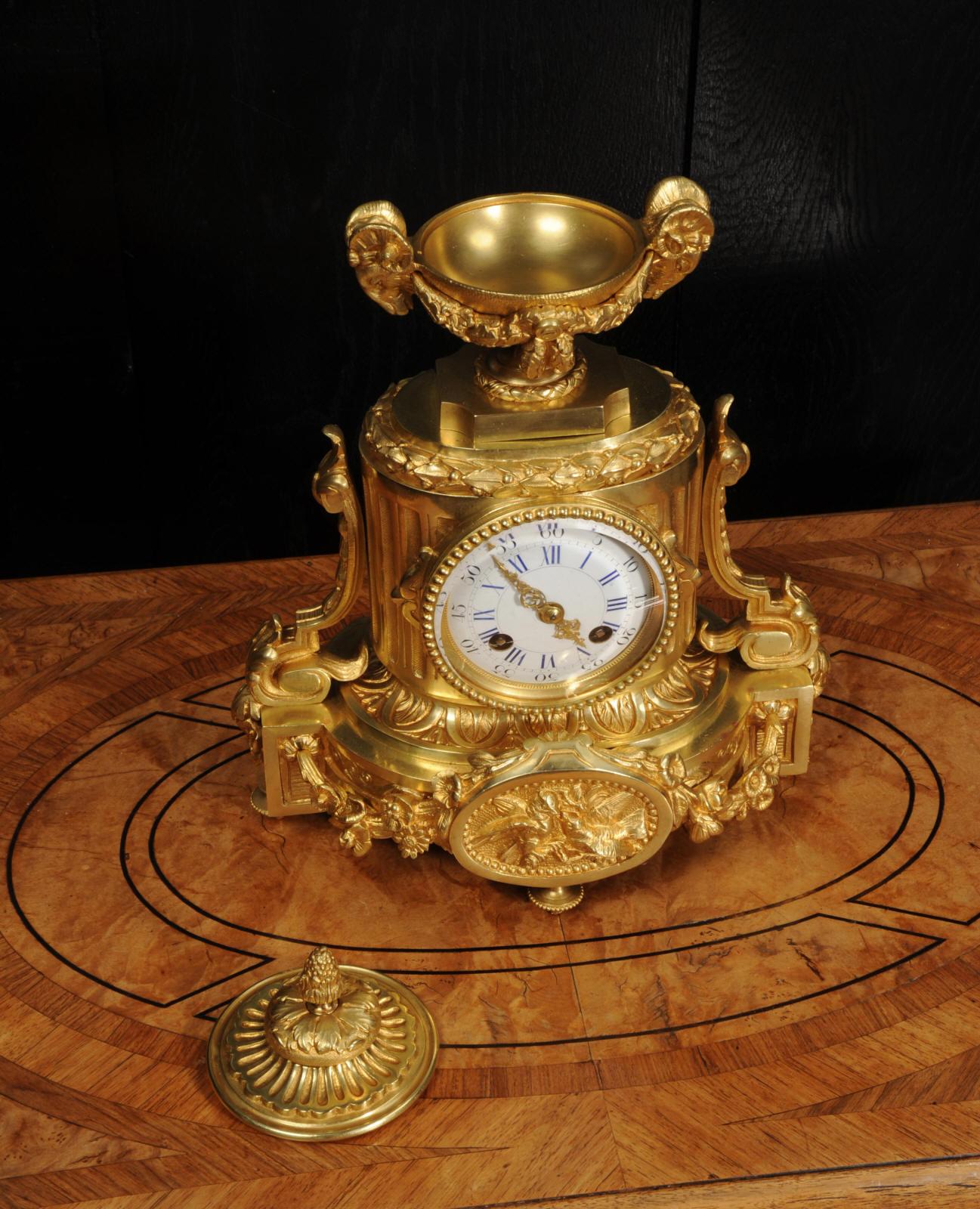 19th Century Japy Freres Antique French Ormolu Boudoir Clock