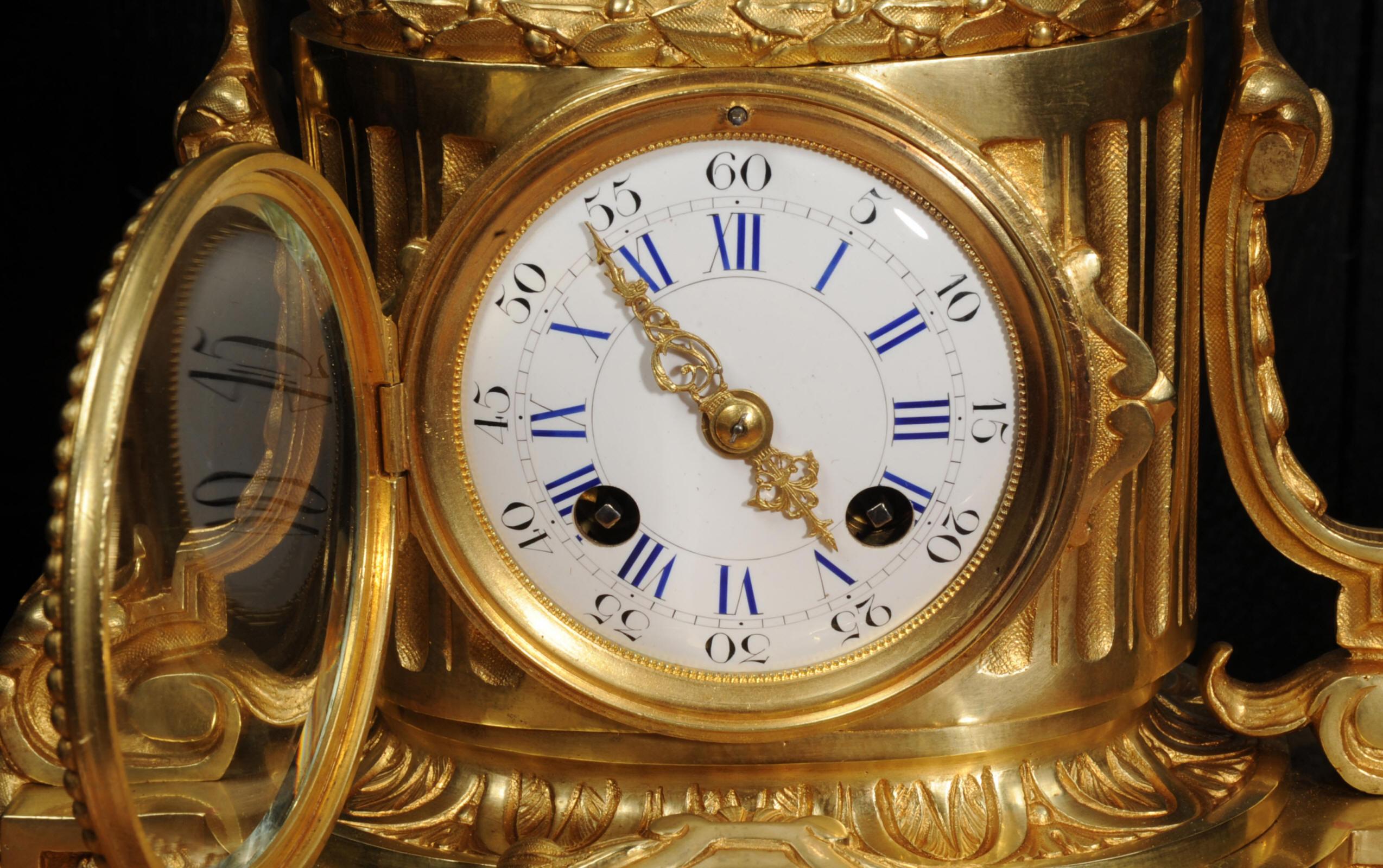 Japy Freres Antique French Ormolu Boudoir Clock 3