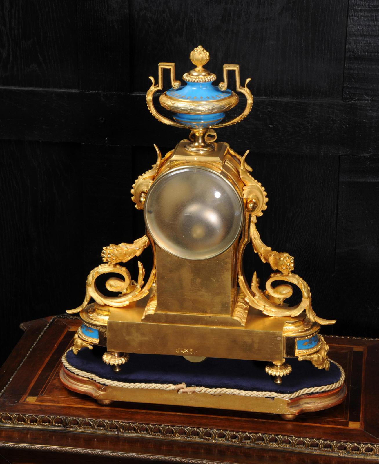 Japy Freres Antique French Ormolu Bronze and Sevres Porcelain Clock, Dog 1