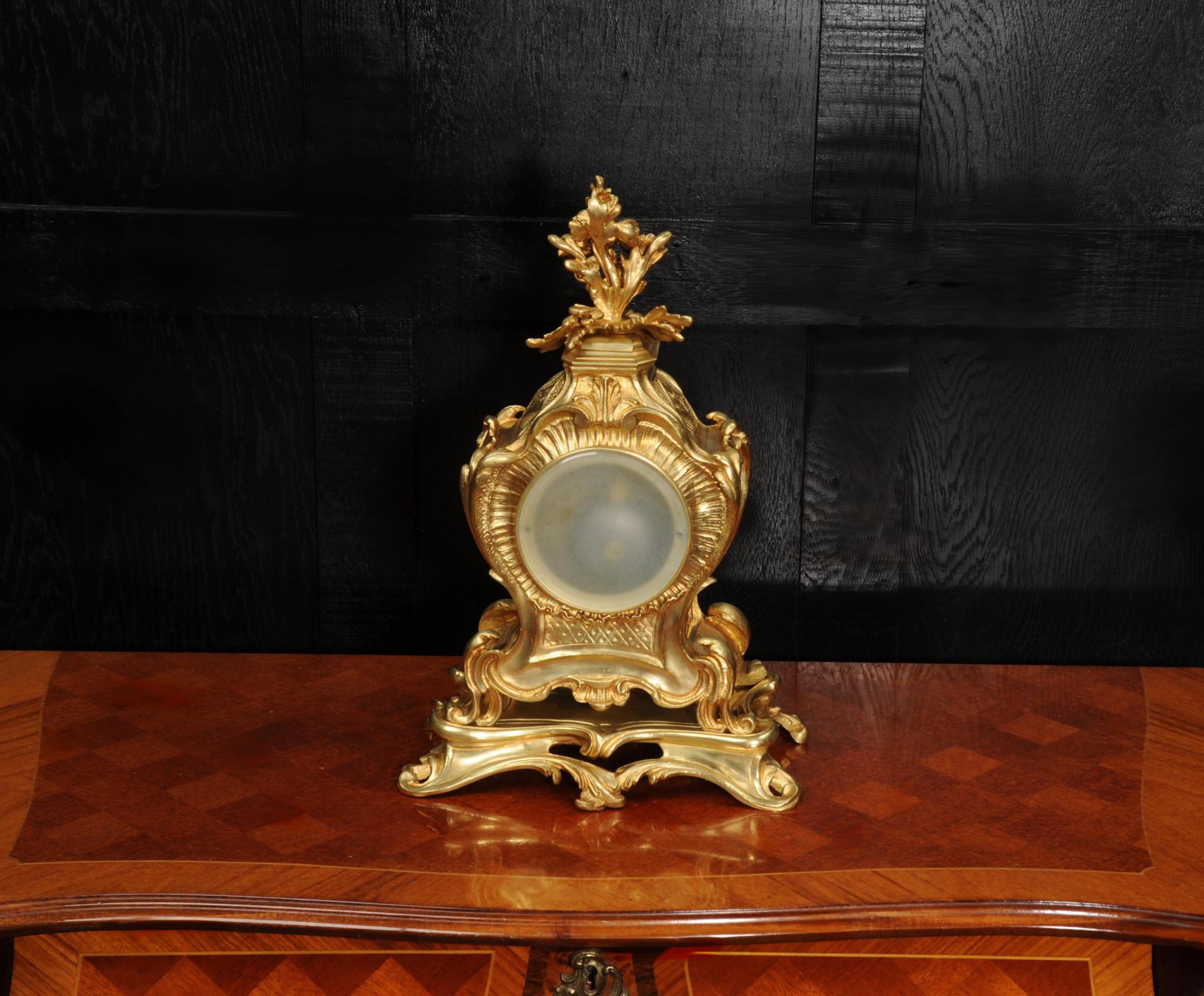 Horloge rococo française ancienne Japy Frères en bronze doré en vente 5