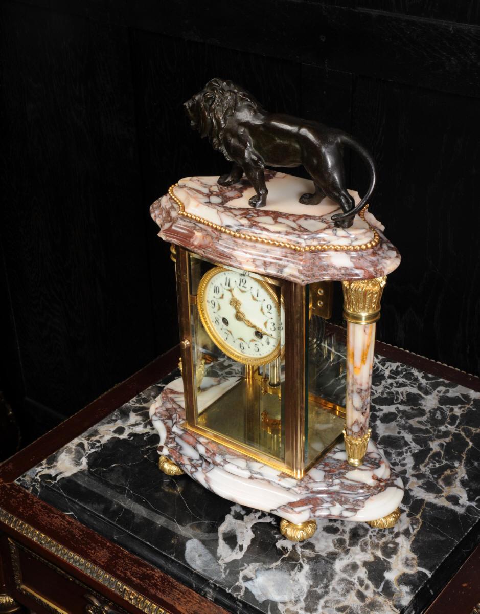Japy Frères Four Glass Regulator Clock, Lion 2