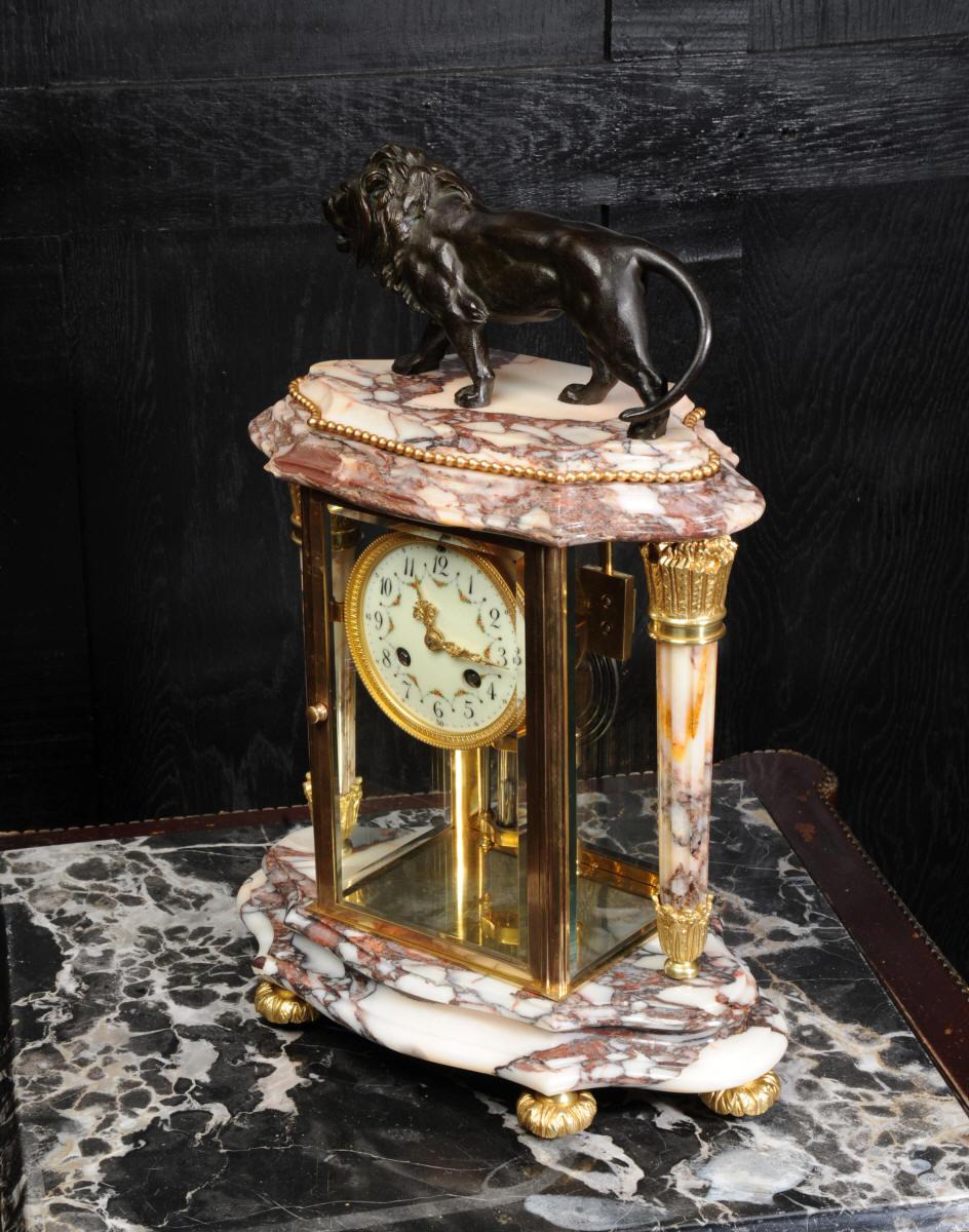 Japy Frères Four Glass Regulator Clock, Lion 3