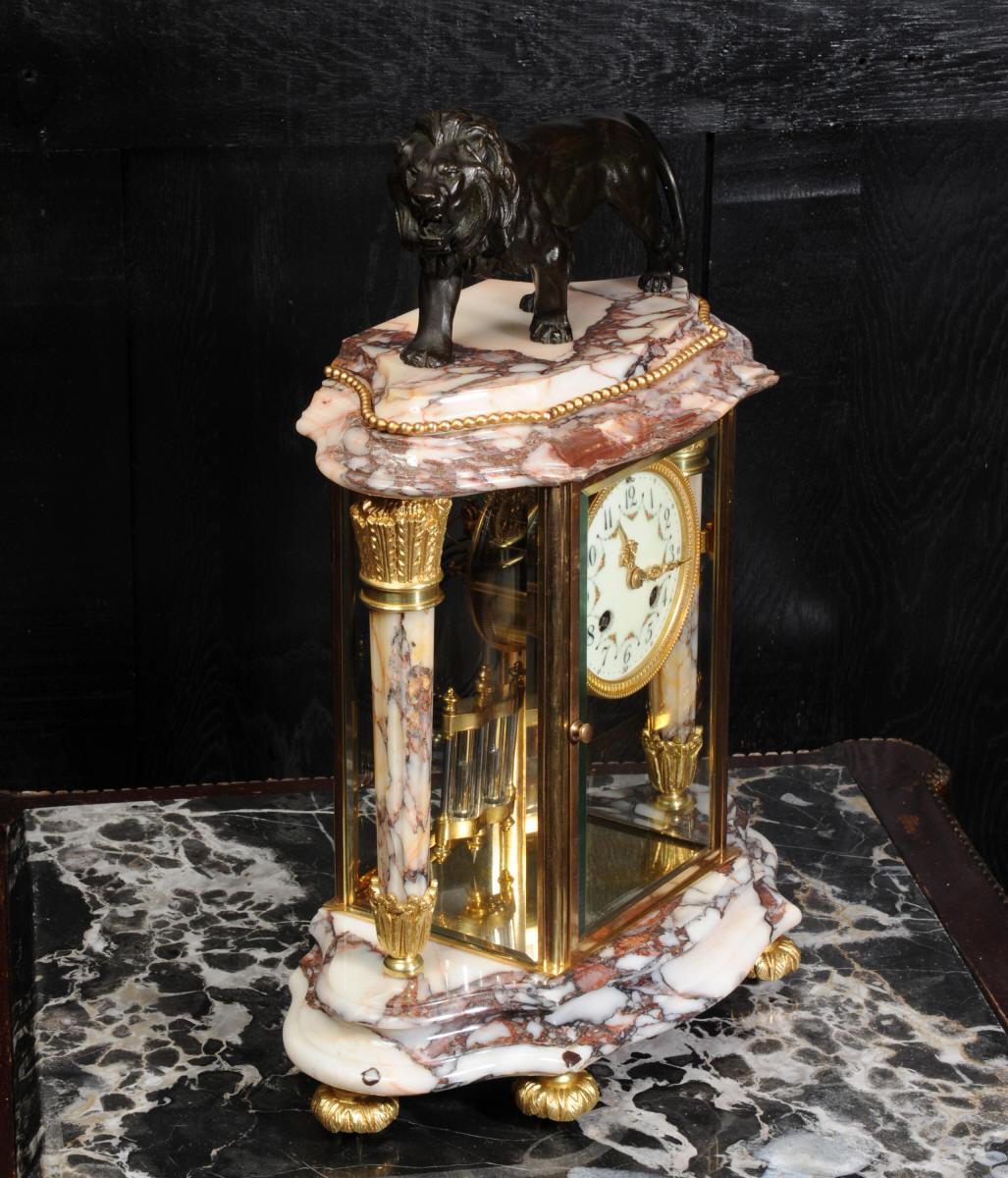 Japy Frères Four Glass Regulator Clock, Lion 5