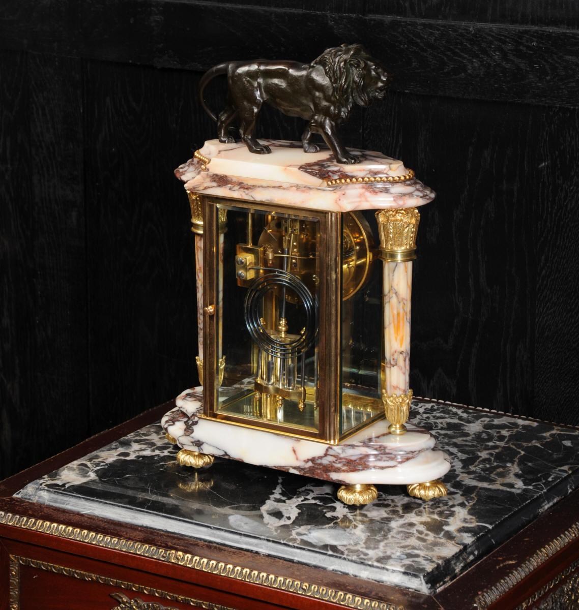 Japy Frères Four Glass Regulator Clock, Lion 8