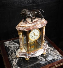 Japy Frères Four Glass Regulator Clock, Lion