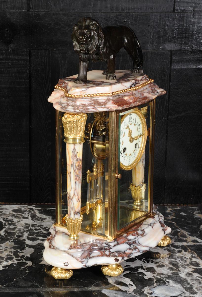 Japy Frères Four Glass Regulator Clock, Lion 1