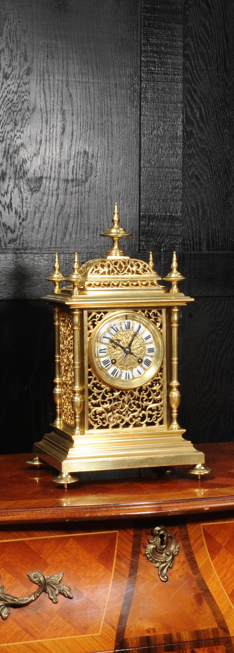 Japy Freres Gilt Bronze Antique French Clock, Presented to Sir Richard Tracey In Good Condition In Belper, Derbyshire