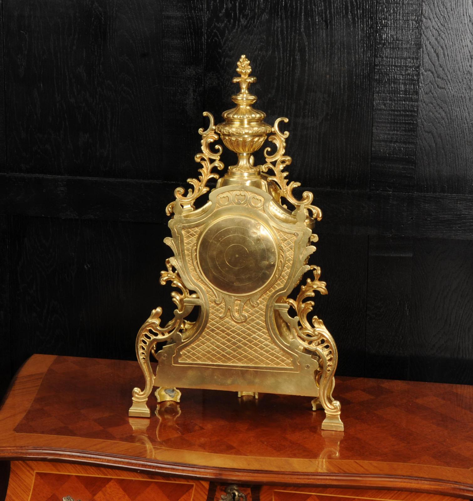 Japy Freres Louis XV Baroque Gilt Bronze Antique French Clock 9