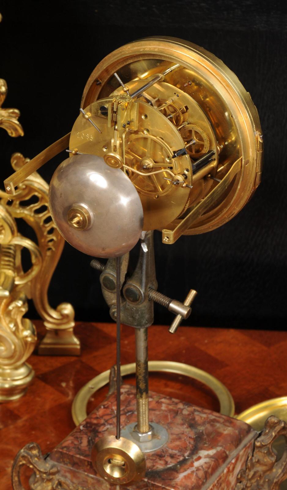 Japy Freres Louis XV Baroque Gilt Bronze Antique French Clock 12