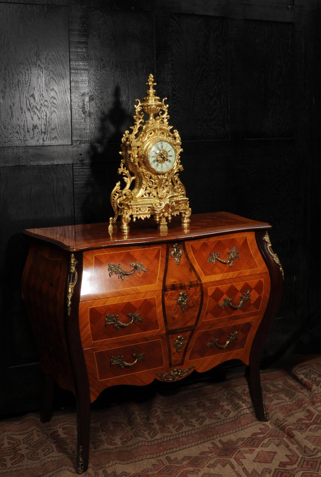Japy Freres Louis XV Baroque Gilt Bronze Antique French Clock 5