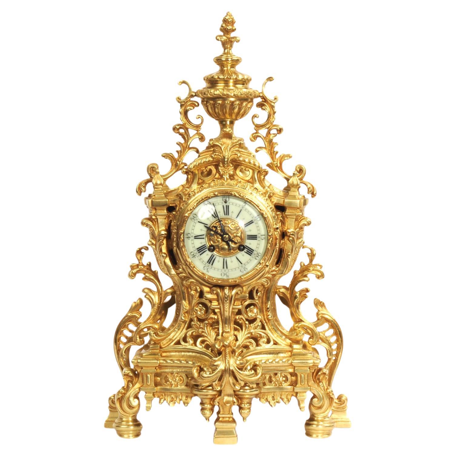 Reloj Francés Antiguo Japy Freres Luis XV Barroco Bronce Dorado