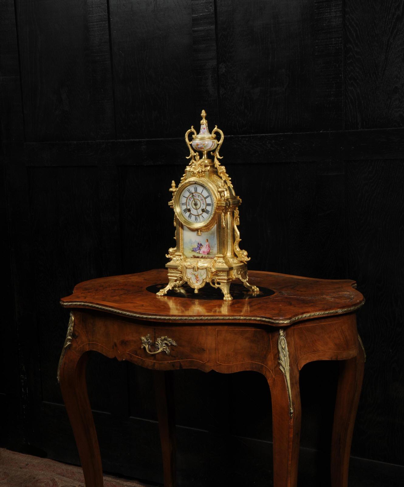 Japy Freres Louis XVI Gilt Bronze and Sevres Porcelain Antique French Clock 7