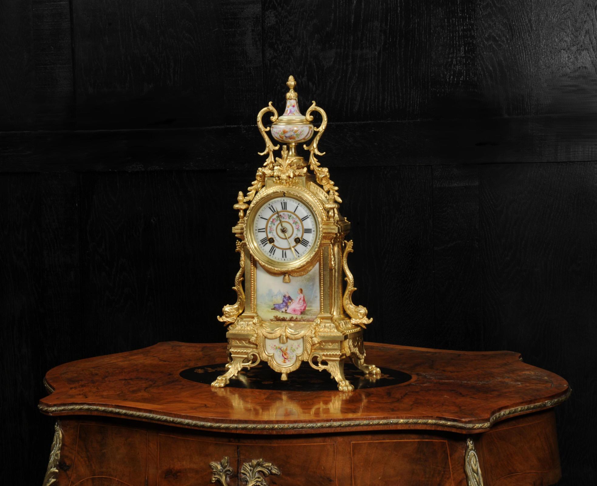 Japy Freres Louis XVI Gilt Bronze and Sevres Porcelain Antique French Clock In Good Condition In Belper, Derbyshire