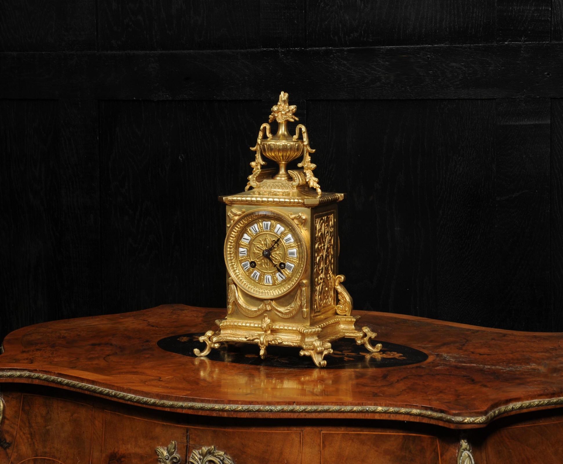 European Japy Frères Louis XVI Gilt Bronze Antique French Clock For Sale