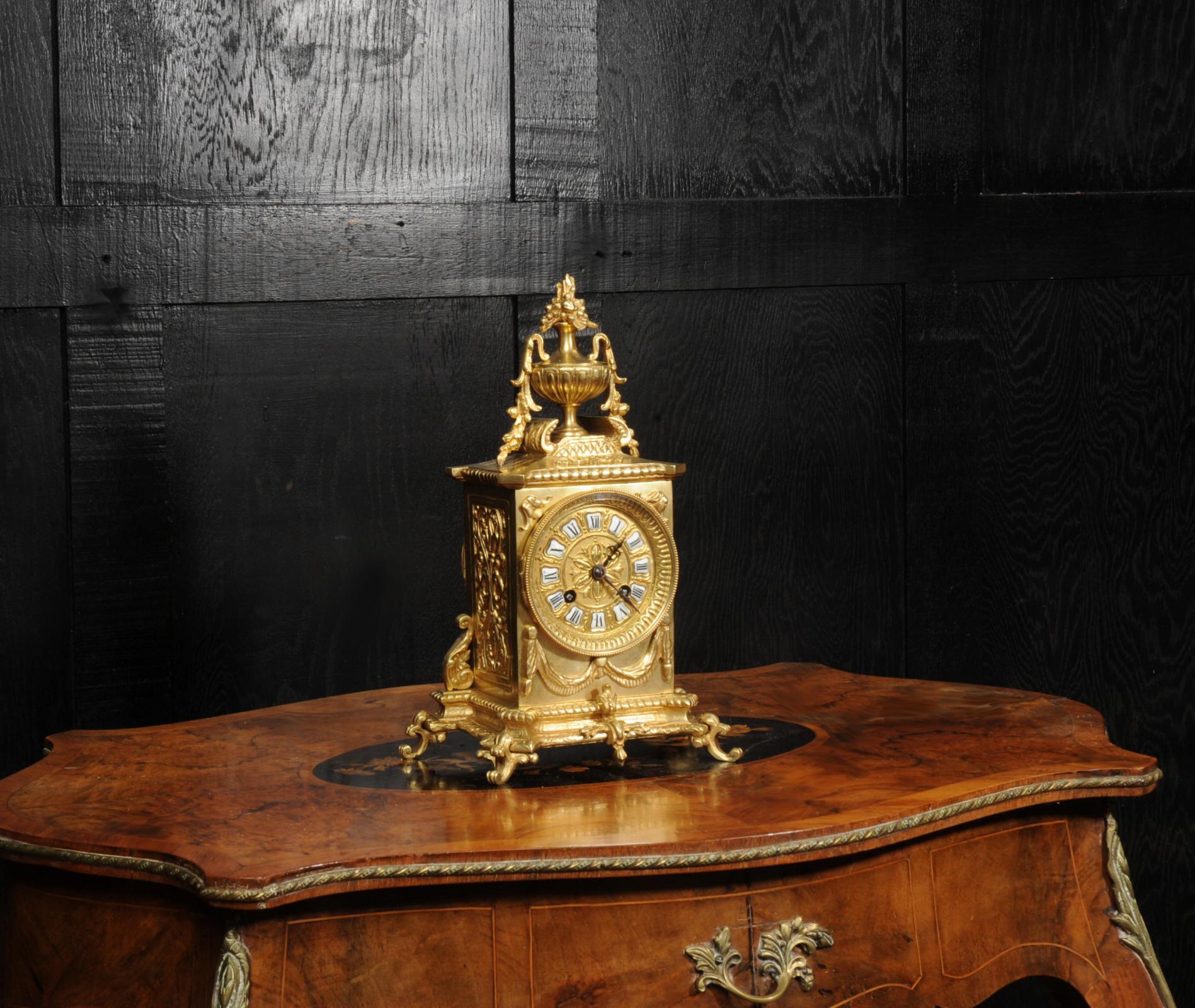 19th Century Japy Frères Louis XVI Gilt Bronze Antique French Clock For Sale