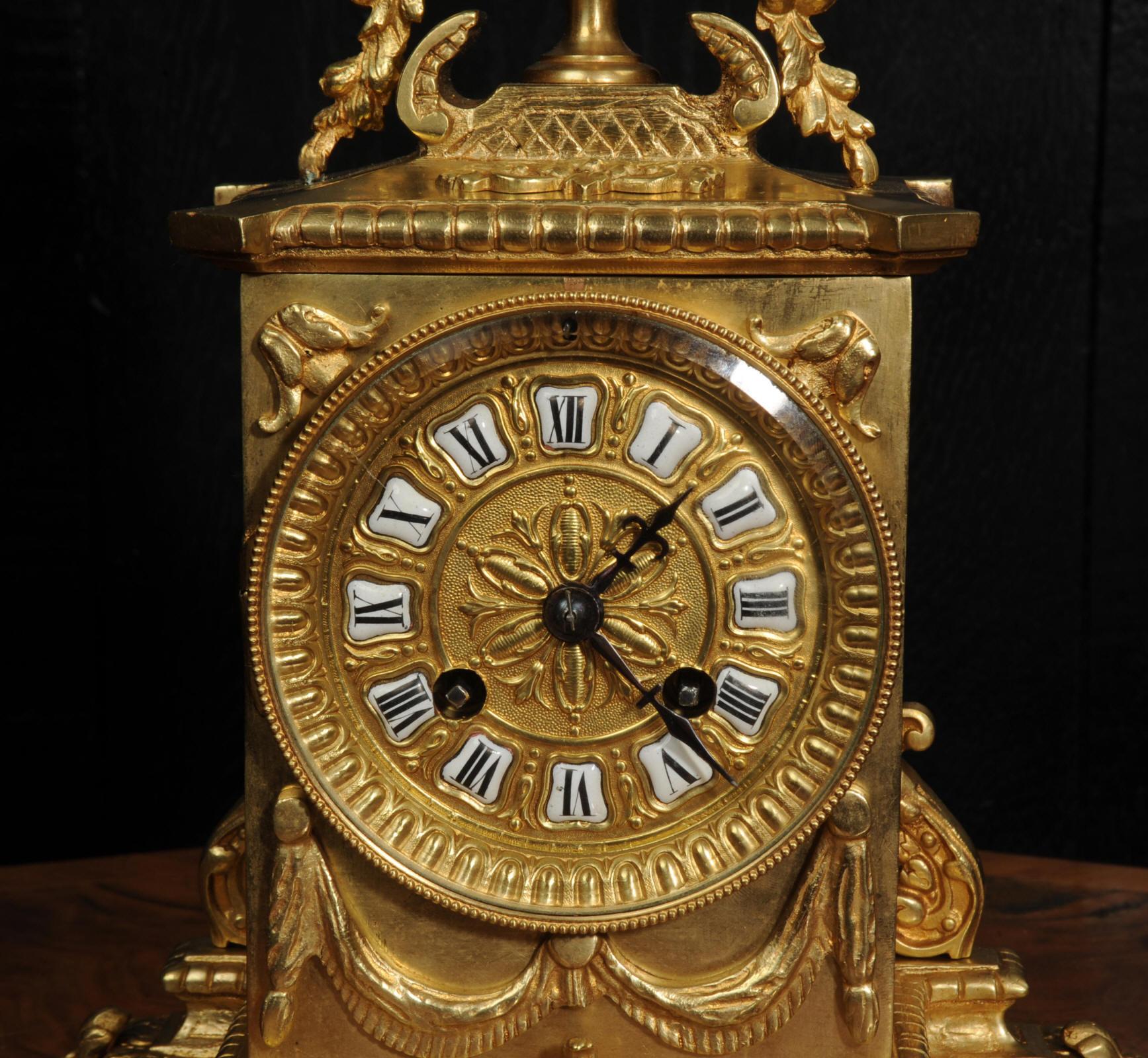 Japy Frères Louis XVI Gilt Bronze Antique French Clock For Sale 4