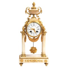 Japy Freres Louis XVI Marble and Ormolu Antique French Portico Clock