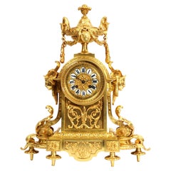 Japy Freres Louis XVI Neoclassical Gilt Bronze Antique French Clock