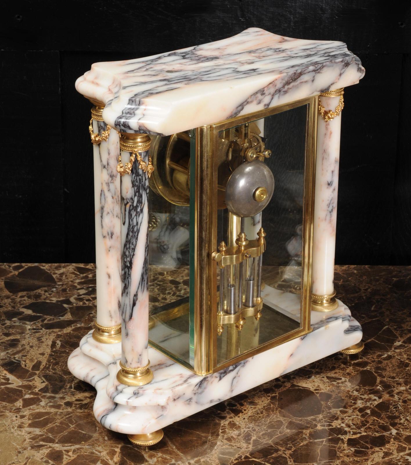 Japy Freres Ormolu and Marble Four Glass Crystal Antique French Clock Set 8