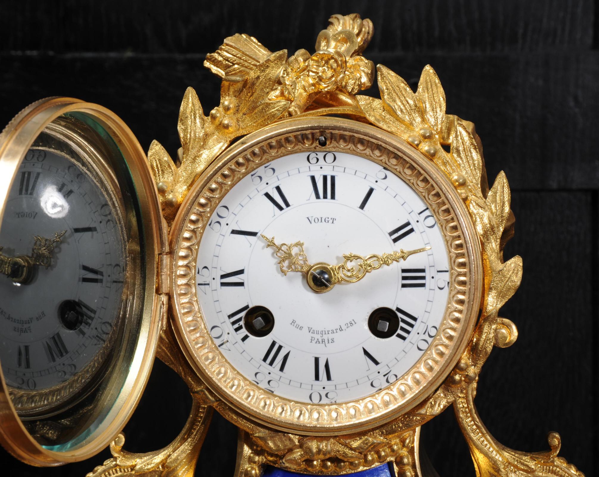 Japy Freres Ormolu and Porcelain Antique French Boudoir Clock 4