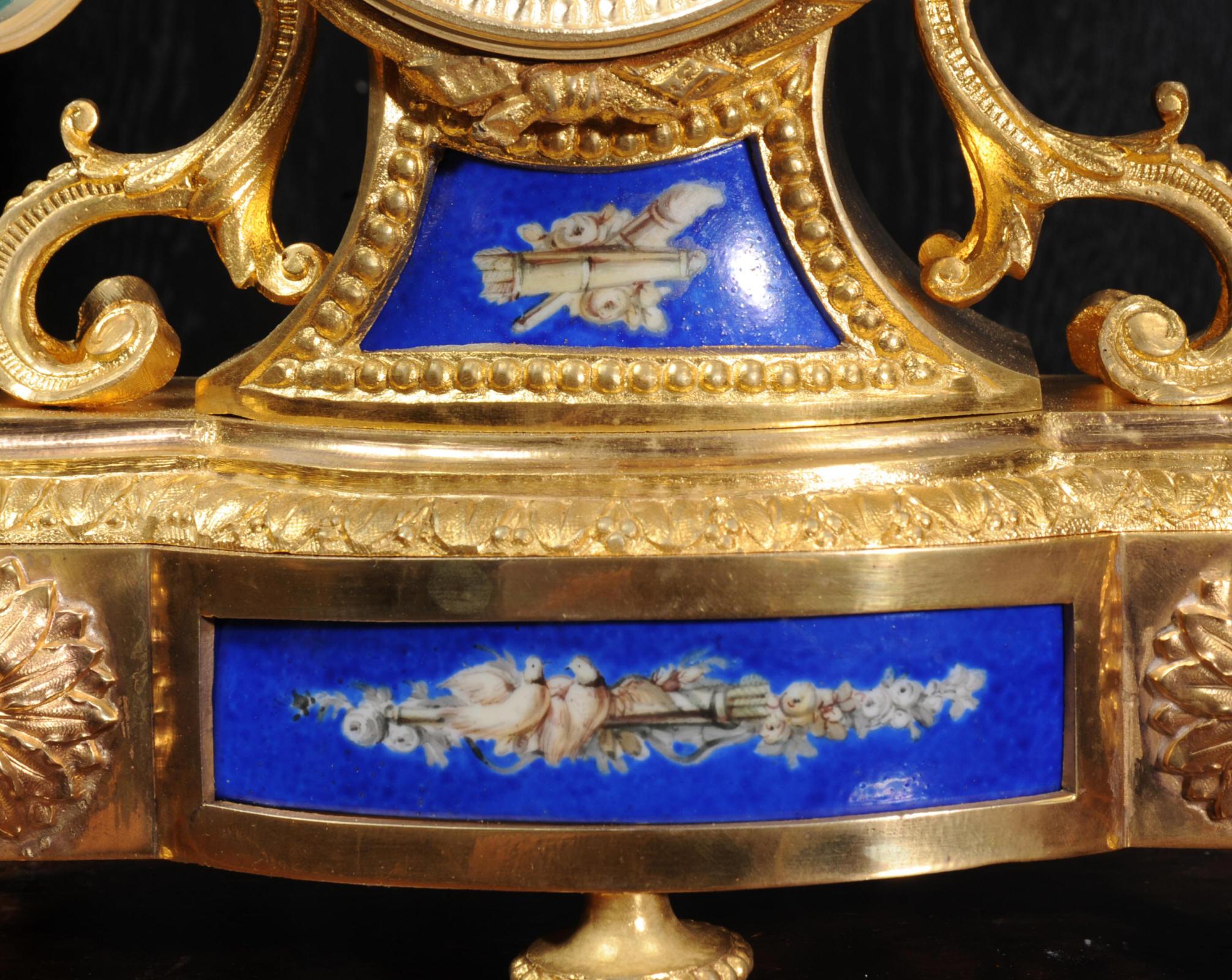 Japy Freres Ormolu and Porcelain Antique French Boudoir Clock 5