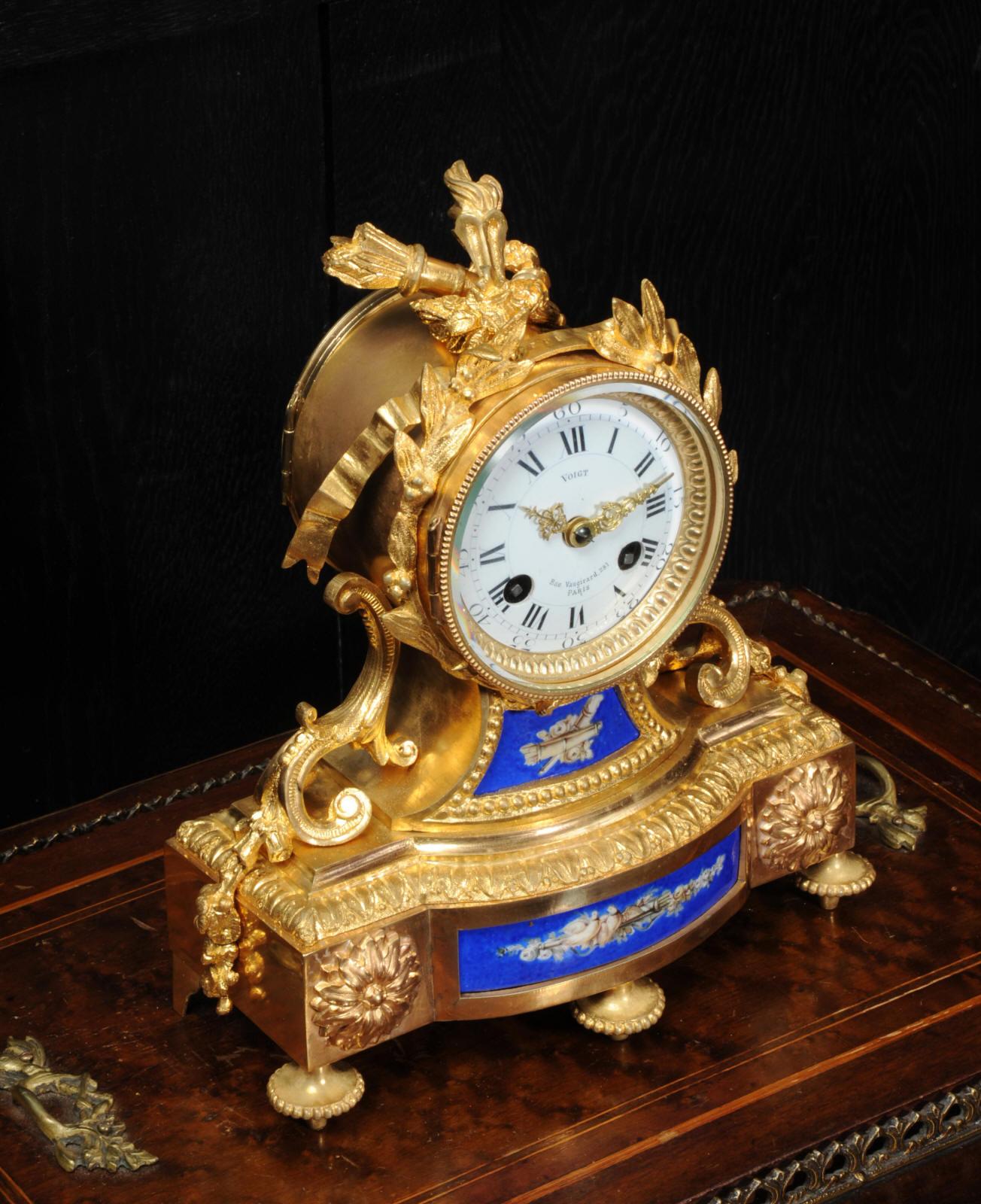 19th Century Japy Freres Ormolu and Porcelain Antique French Boudoir Clock