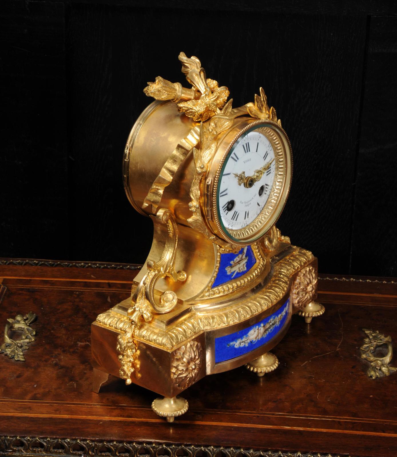 Japy Freres Ormolu and Porcelain Antique French Boudoir Clock 2