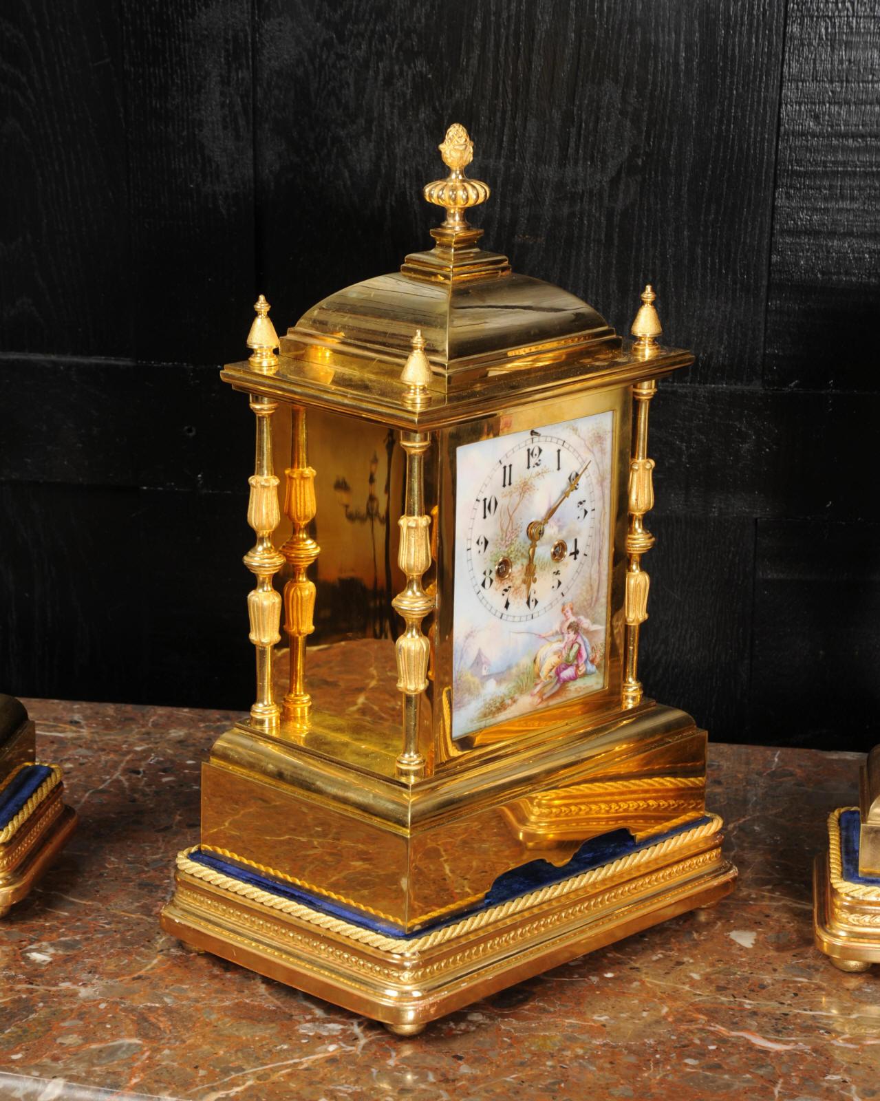 Japy Freres Ormolu and Porcelain Antique French Clock Set - Love 5