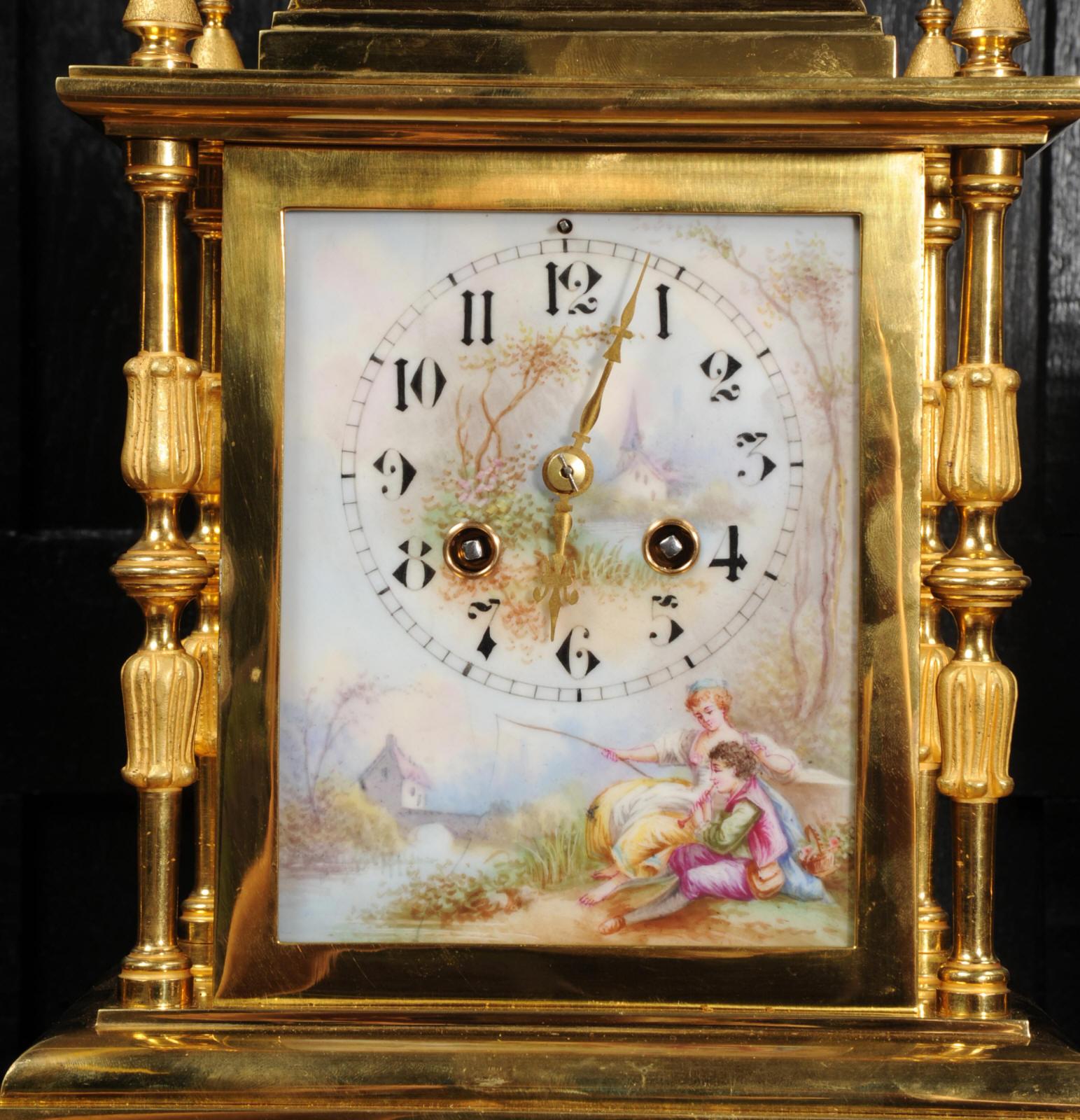 Japy Freres Ormolu and Porcelain Antique French Clock Set - Love 6