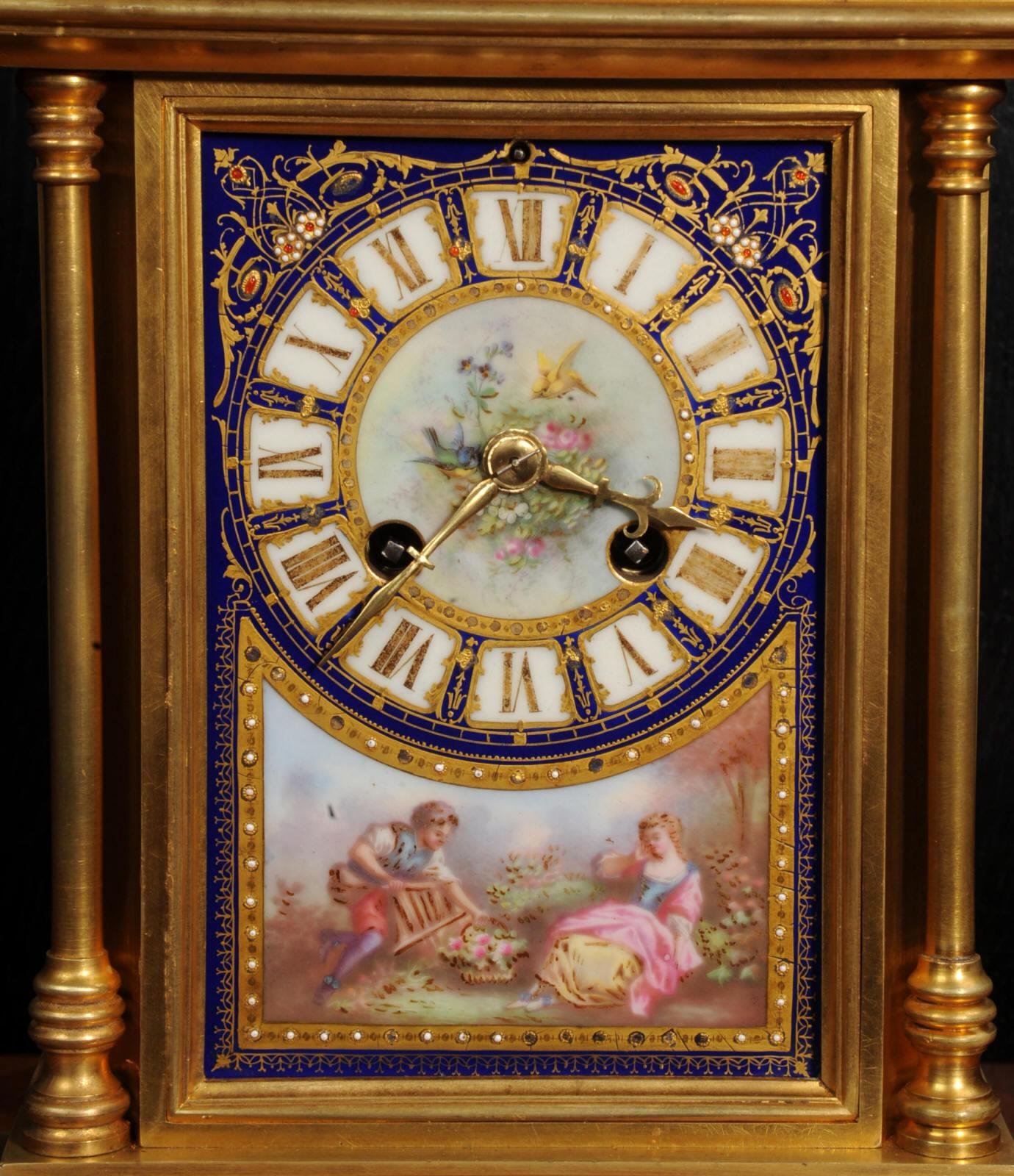 Japy Freres Ormolu and Sèvres Porcelain Antique French Clock For Sale 7
