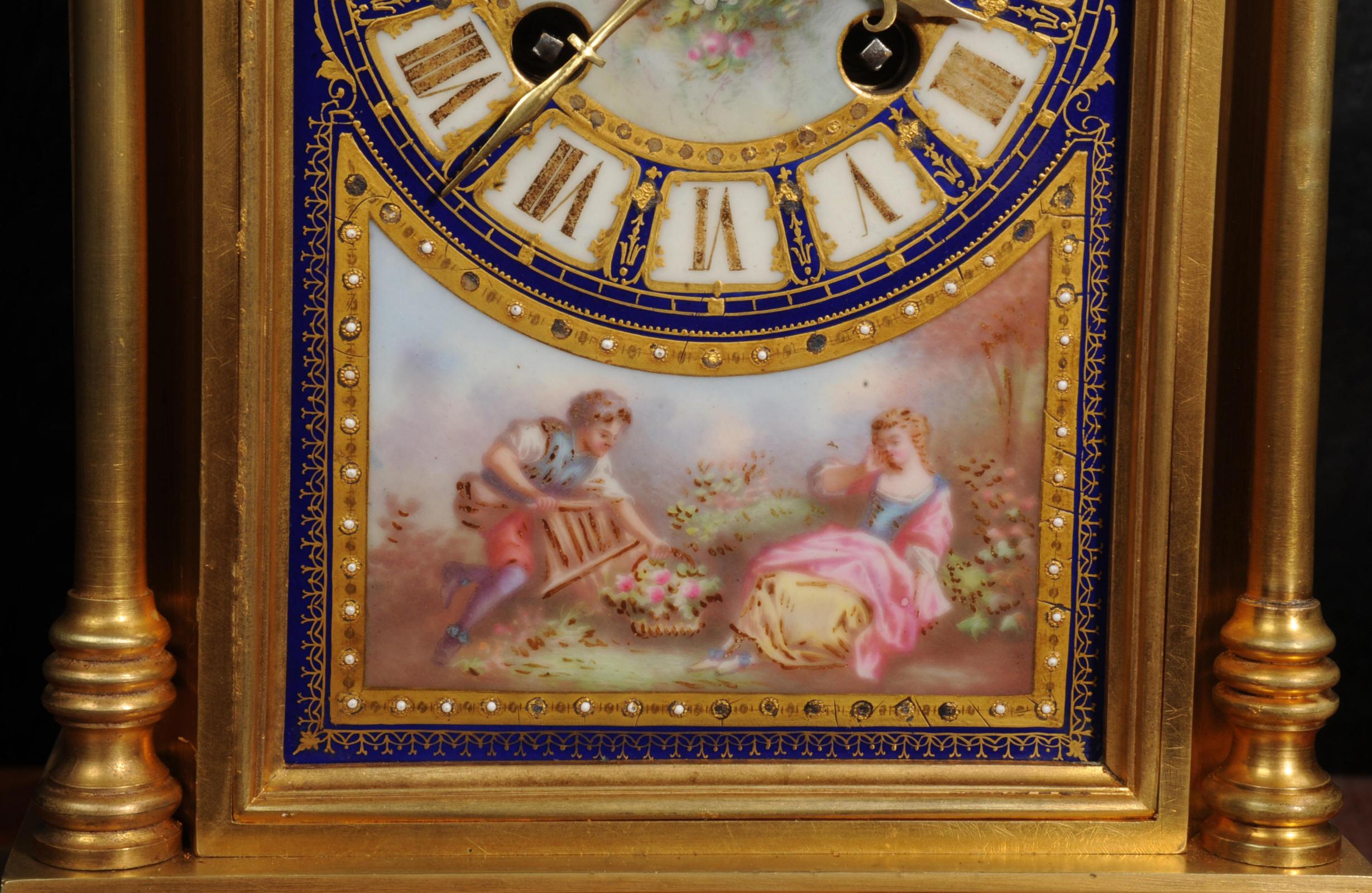 Japy Freres Ormolu and Sèvres Porcelain Antique French Clock For Sale 8
