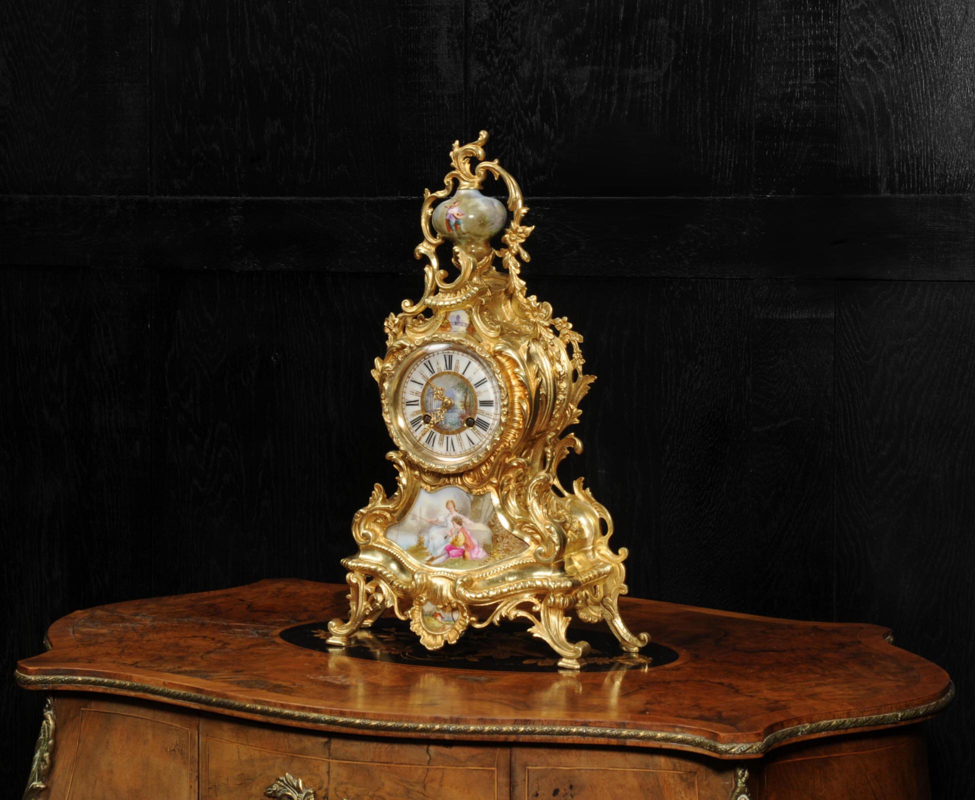 Rococo Japy Freres Ormolu and Sevres Porcelain Antique French Clock