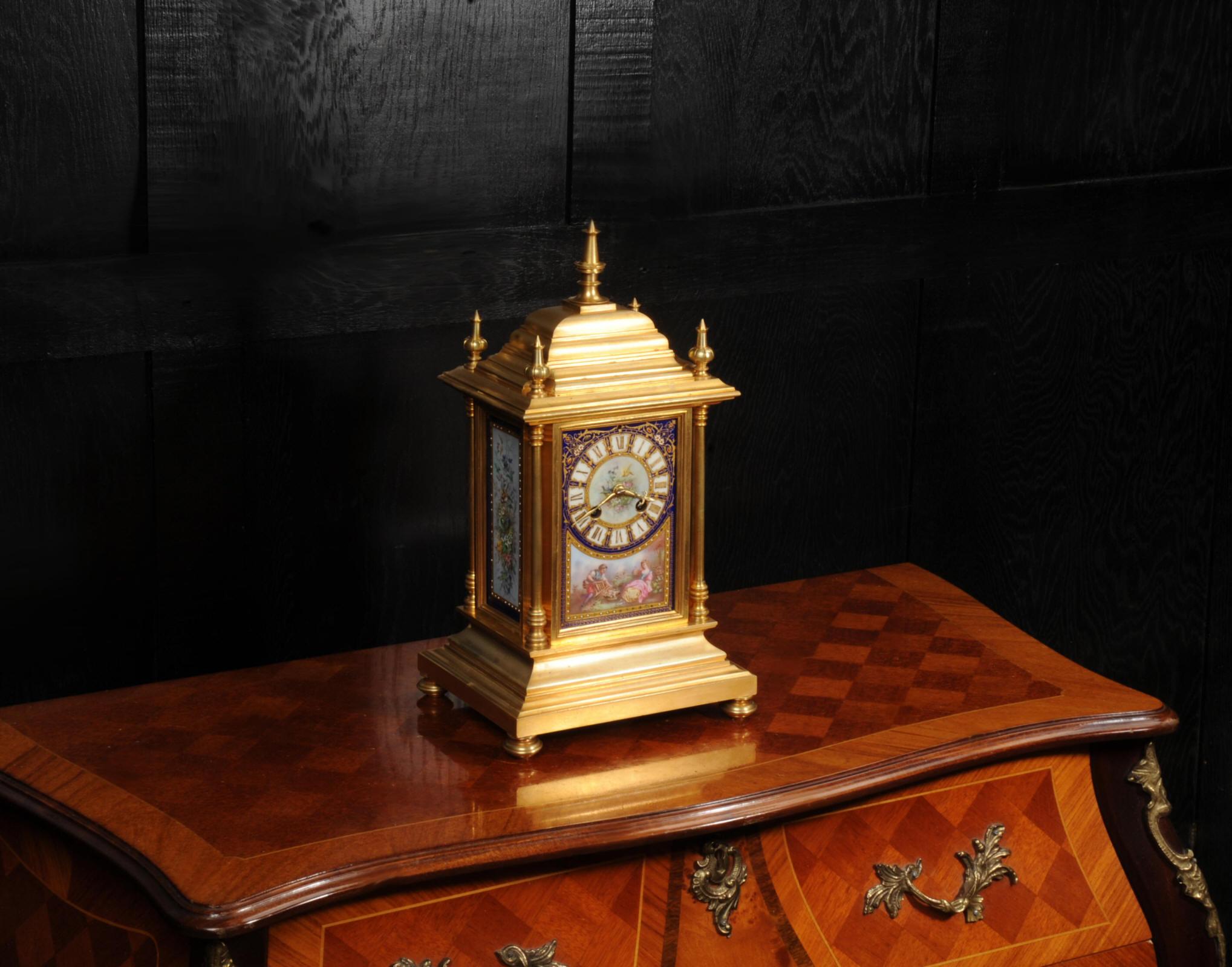 Japy Freres Ormolu and Sèvres Porcelain Antique French Clock In Good Condition For Sale In Belper, Derbyshire
