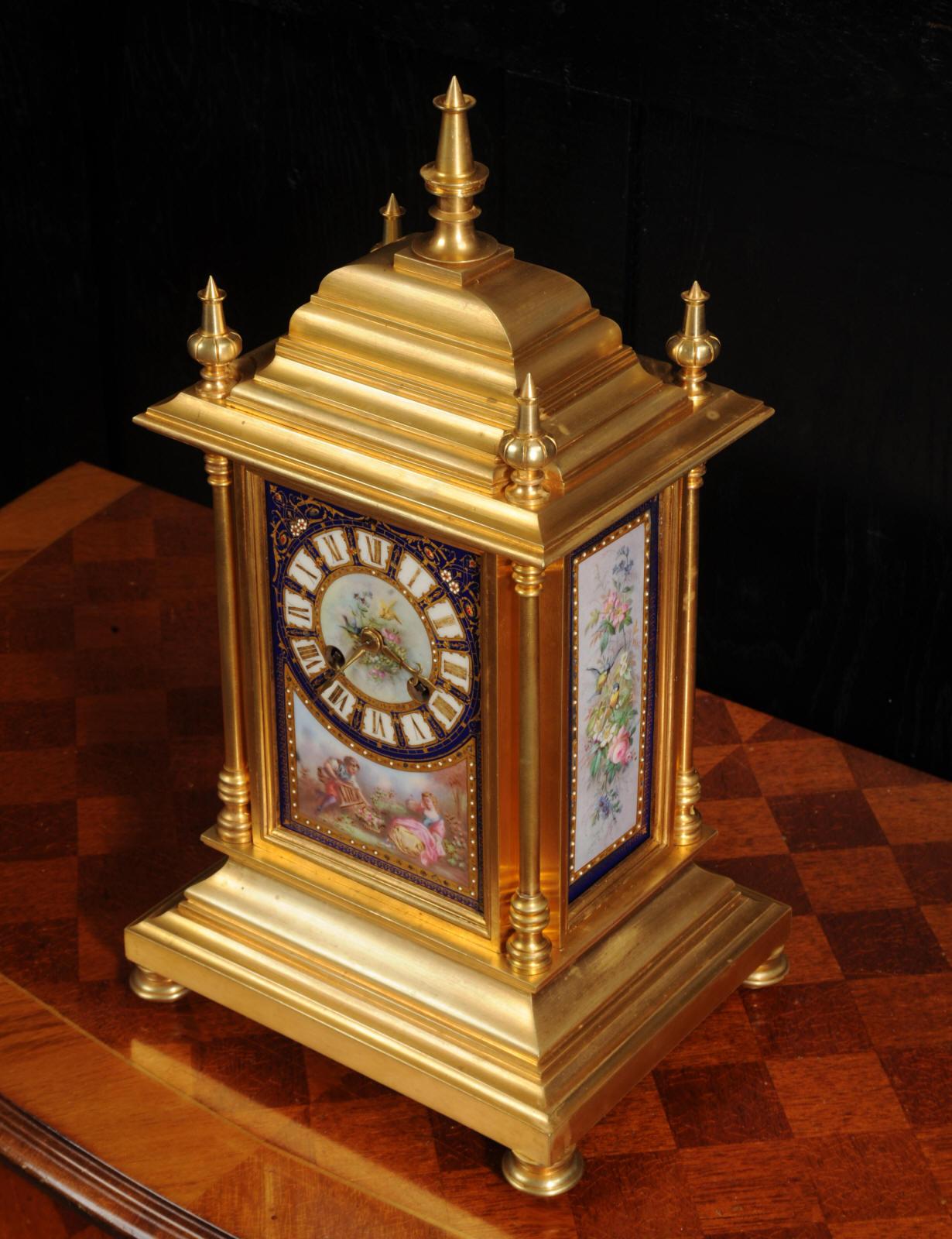 Japy Freres Ormolu and Sèvres Porcelain Antique French Clock For Sale 1