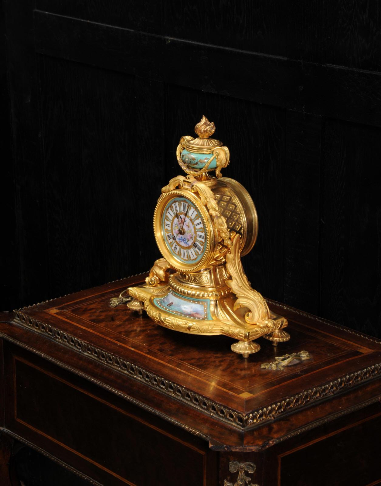 Japy Frères Ormolu and Sèvres Porcelain Antique French Clock Marine Seascape 6