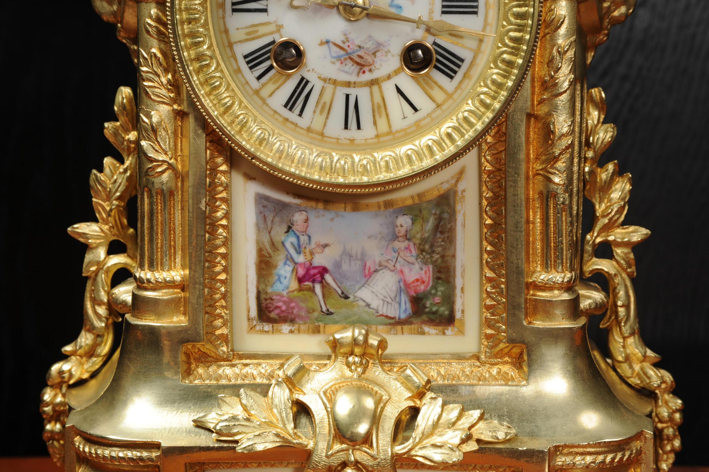Japy Freres Ormolu and Sevres Porcelain Antique French Louis XVI Clock 7