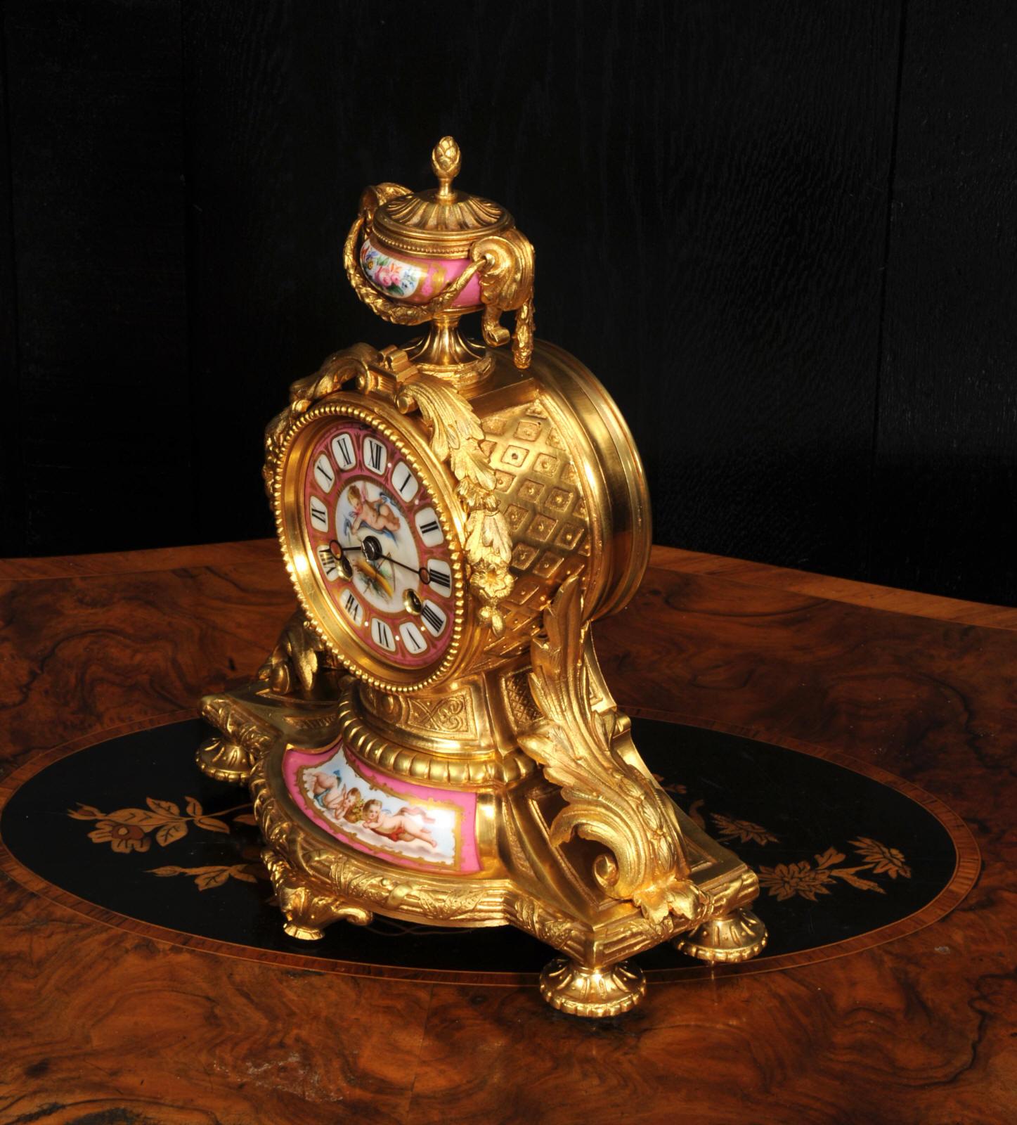 Japy Freres Ormolu and Sevres Porcelain Clock 5