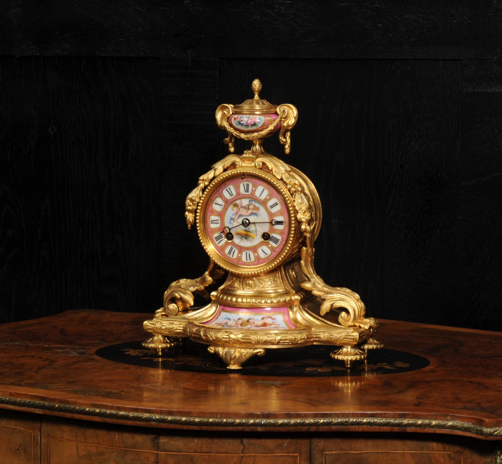 Louis XVI Japy Freres Ormolu and Sevres Porcelain Clock