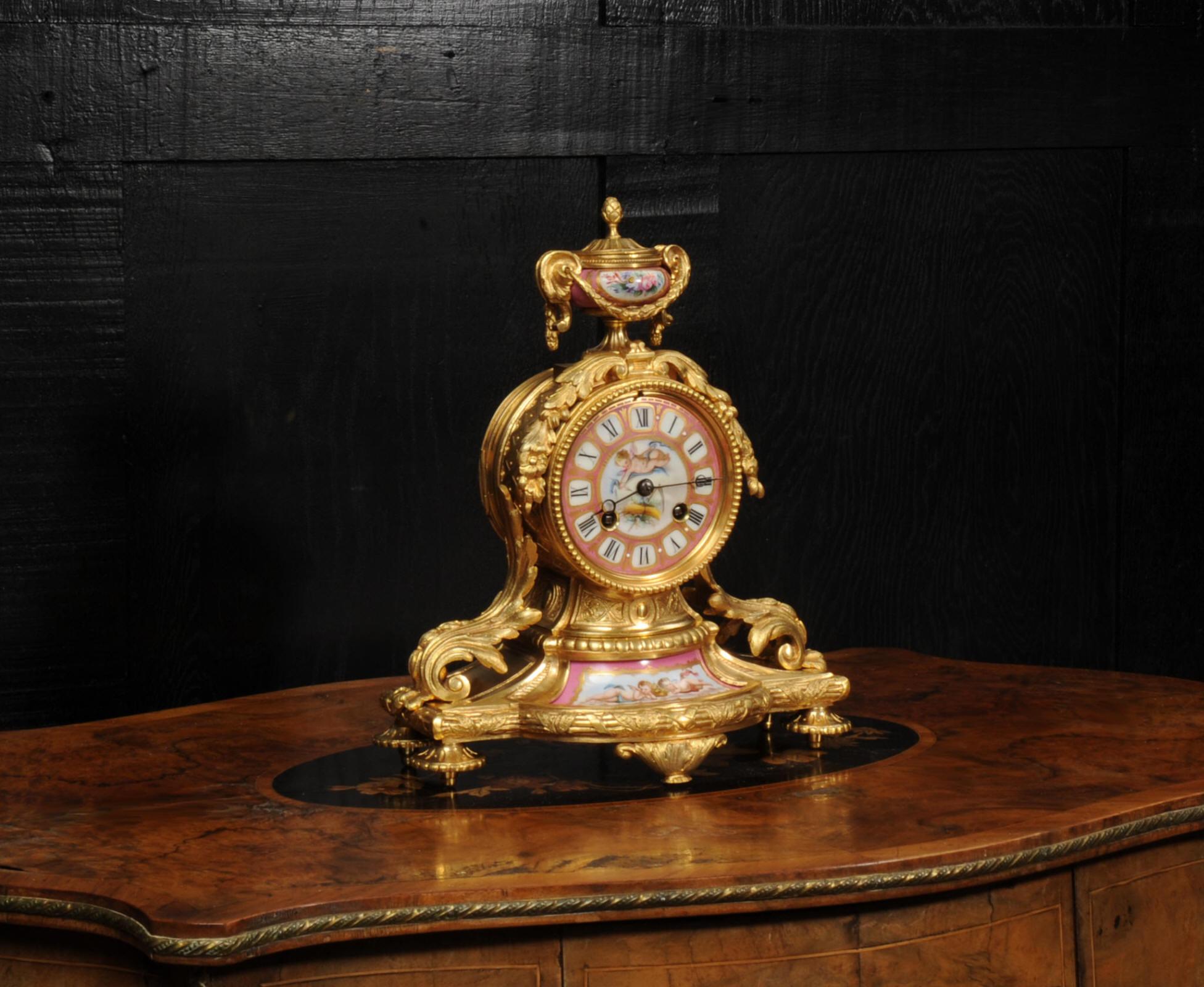 Japy Freres Ormolu and Sevres Porcelain Clock In Good Condition In Belper, Derbyshire
