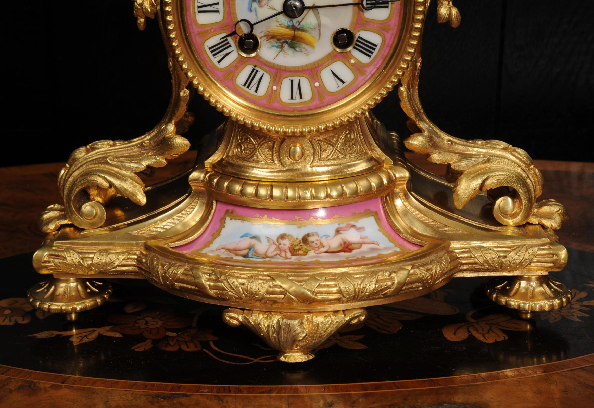 19th Century Japy Freres Ormolu and Sevres Porcelain Clock
