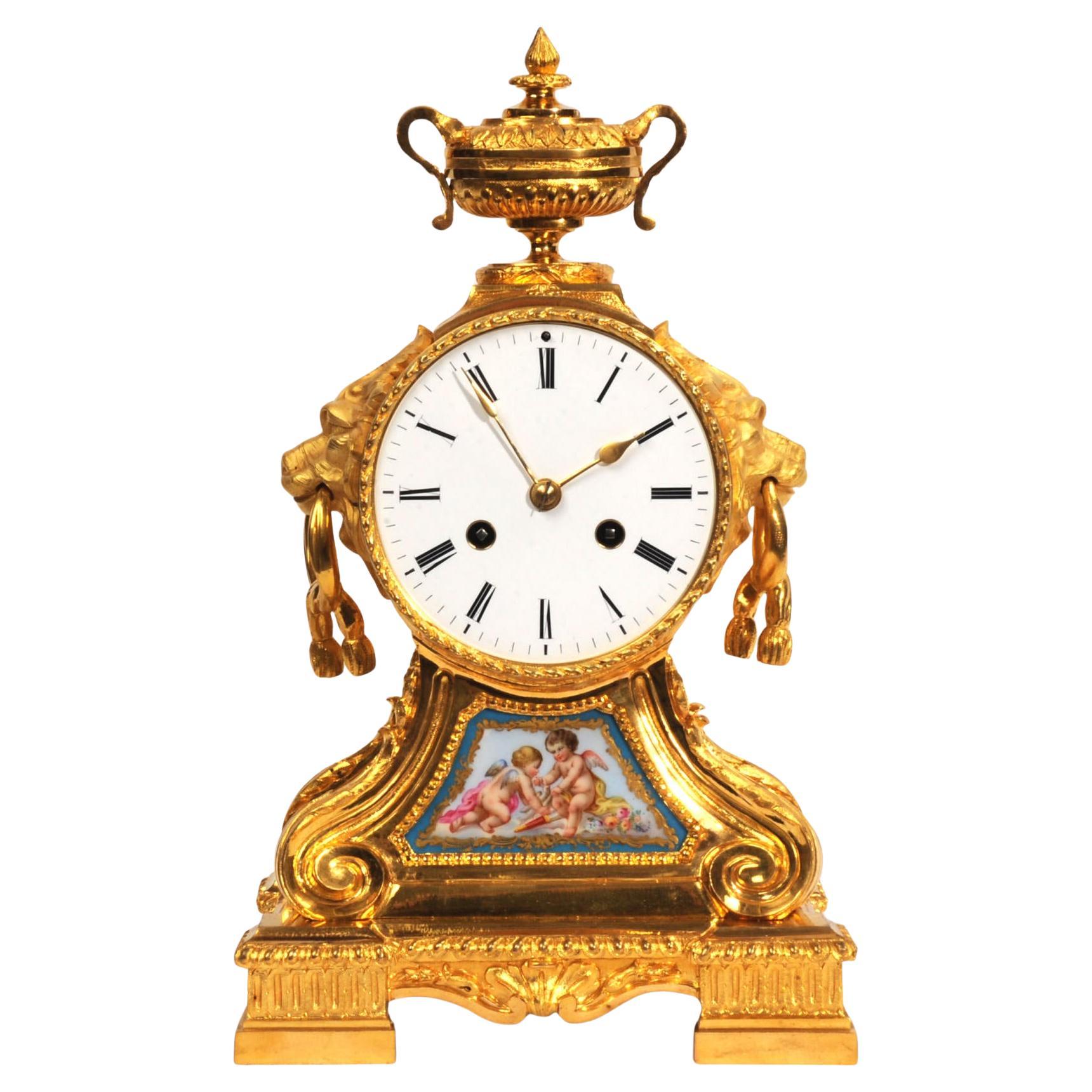 Japy Freres Ormolu and Sevres Porcelain Drum Head Clock - Fully Restored For Sale