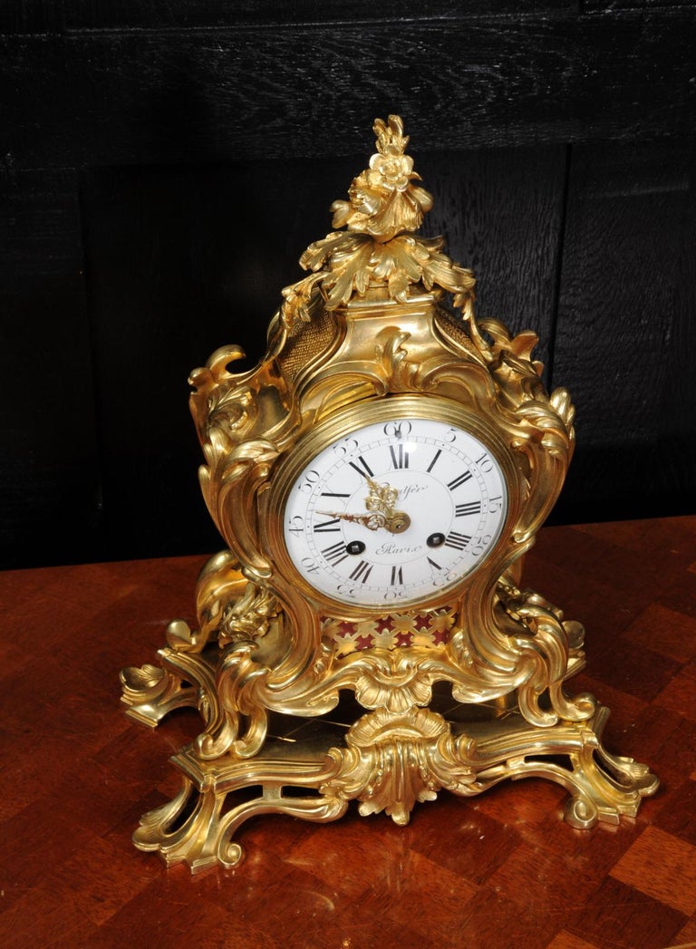Japy Freres Ormolu Rococo Antique French Clock at 1stdibs