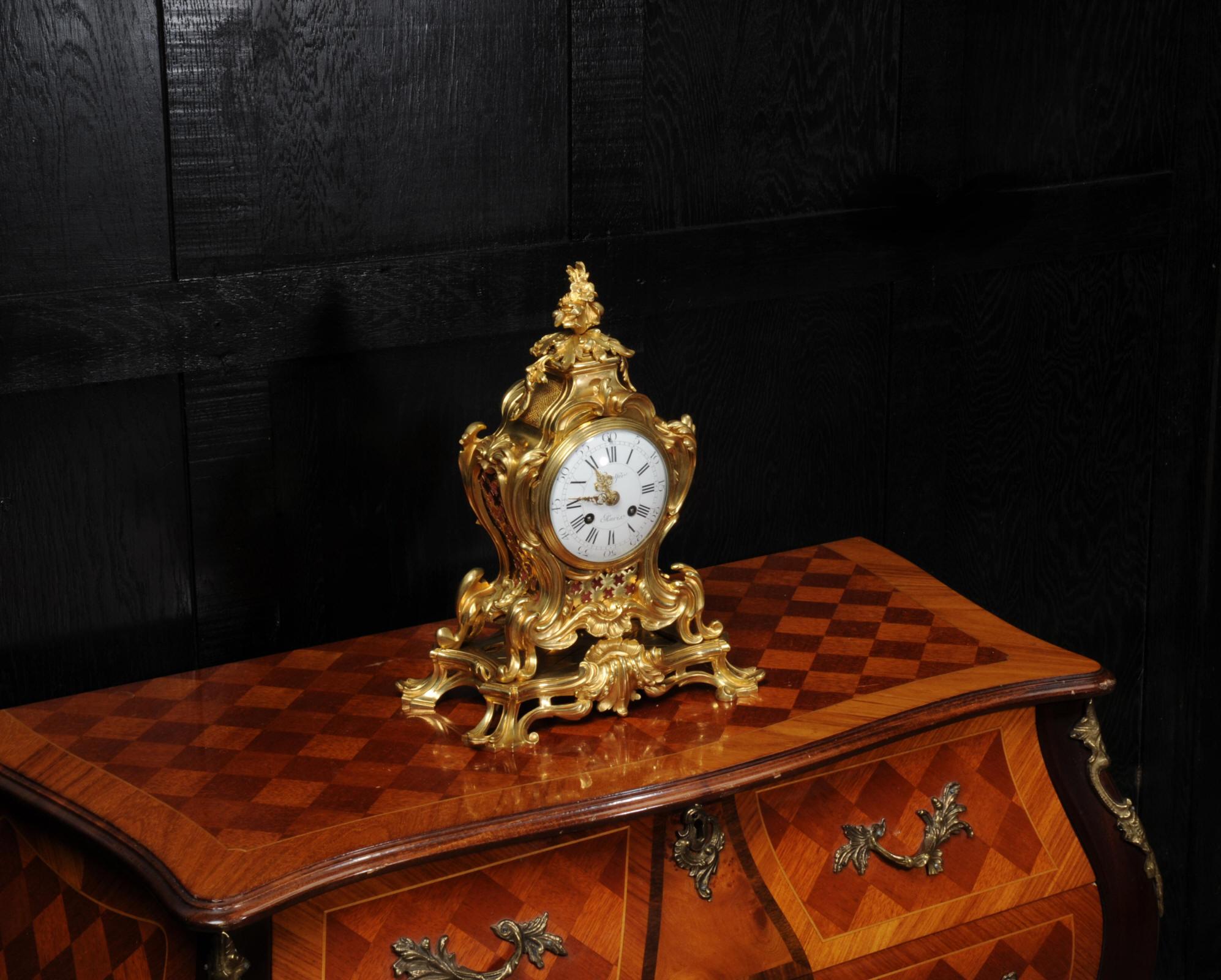 Japy Freres Ormolu Rococo Antique French Clock In Good Condition In Belper, Derbyshire