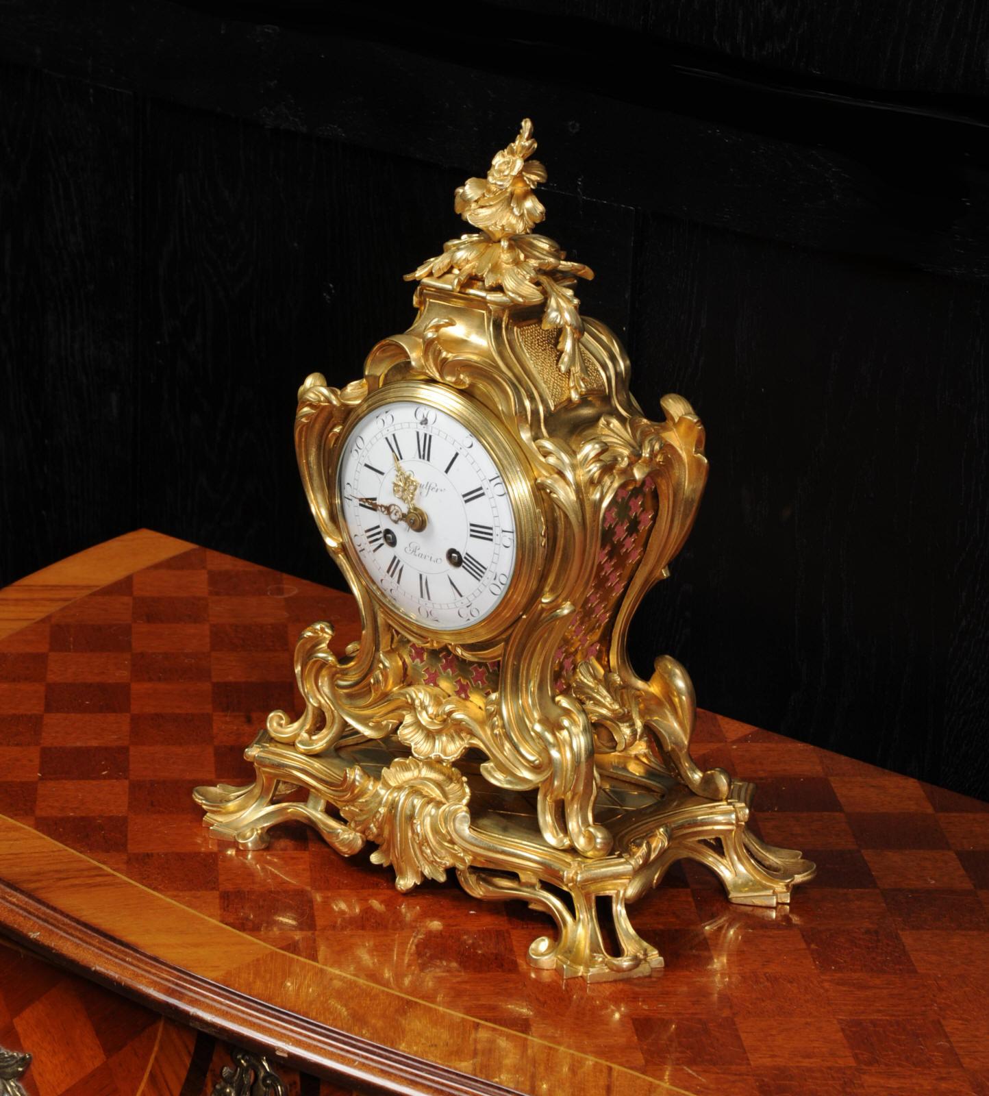 19th Century Japy Freres Ormolu Rococo Antique French Clock